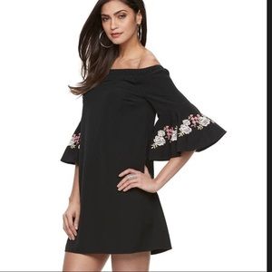 Never worn Jennifer Lopez black off shoulder dress